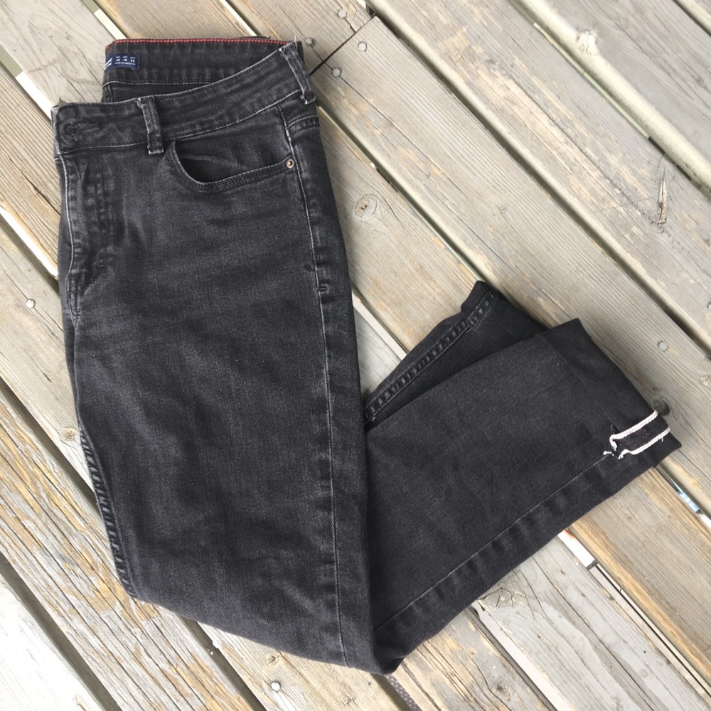 Zara basics black denim straight leg jean